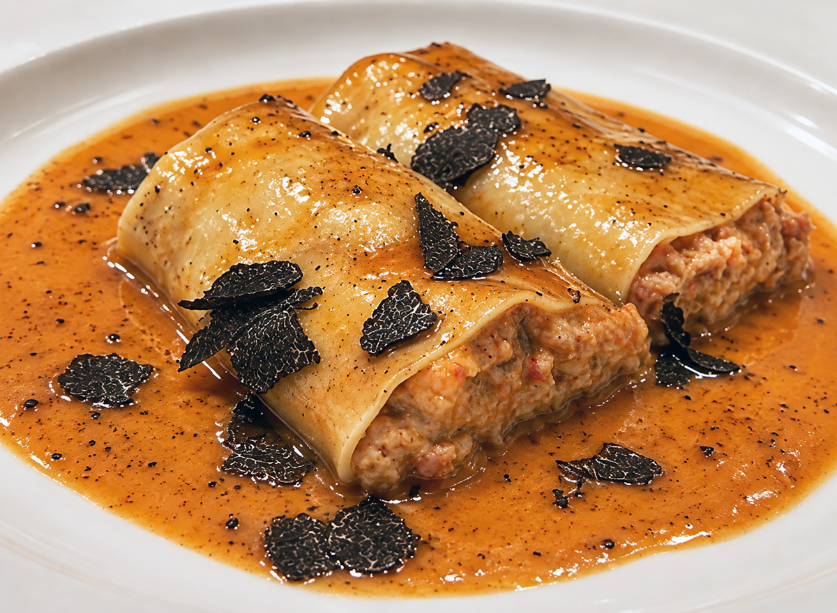 Canelones de pularda y gamba roja, Casa Silvano Maracaibo